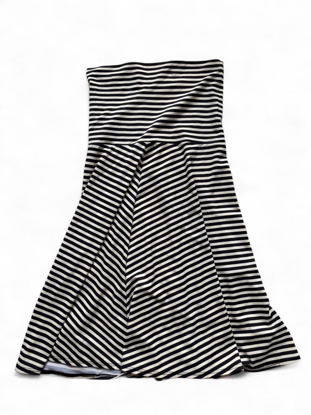 Juicy Couture Black & White Strapless Stripe Midi Dress